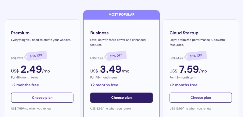 Hostinger Pricing 